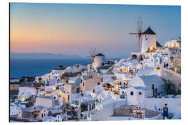 Magnettafel Sonnenuntergang im Dorf Oia auf Santorini