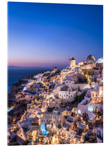 Acrylic print Oia on Santorini at night