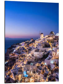 Aluminium print Oia on Santorini at night