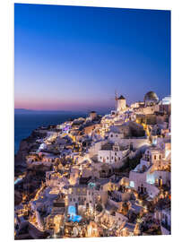 Foam board print Oia on Santorini at night