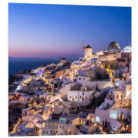 Stampa su PVC Oia in the evening, Santorini, Greece