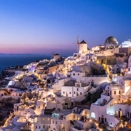 Magnettafel Oia am Abend, Santorini, Griechenland