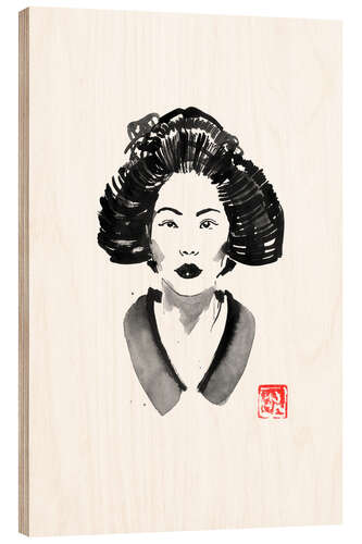 Wood print Geisha face