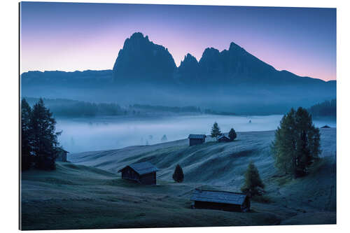 Tableau en plexi-alu Seiser Alm before sunrise