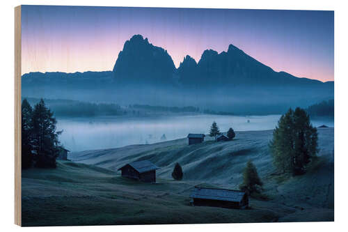 Stampa su legno Seiser Alm before sunrise