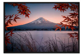 Gerahmter Kunstdruck Mt. Fuji in der Abenddämmerung