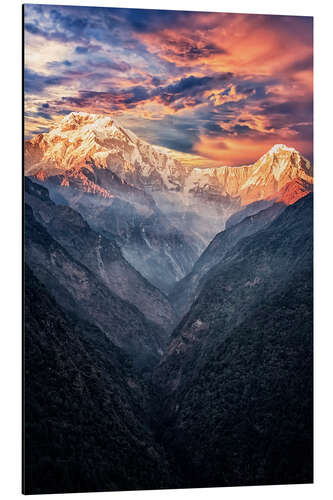 Aluminium print Sunset in the Himalayas