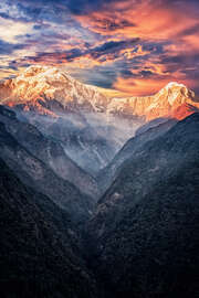Magnettafel Sonnenuntergang im Himalaya
