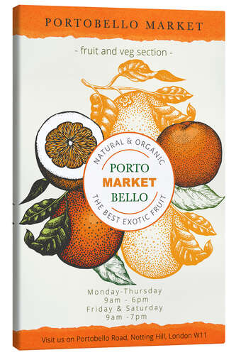 Tableau sur toile Portobello Market London - Organic Oranges