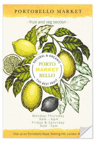 Självhäftande poster Portobello Market London - Organic Lemons