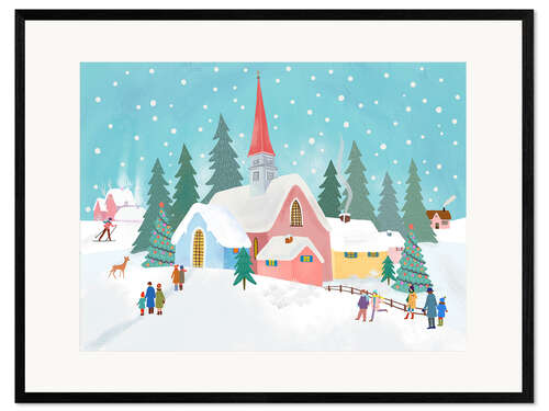 Kunsttryk i ramme Christmas church