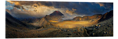 Acrylic print Tongariro South Crater with Mount Ngauruhoe