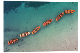 Acrylic print Boats of Braies