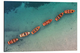 Aluminium print Boats of Braies