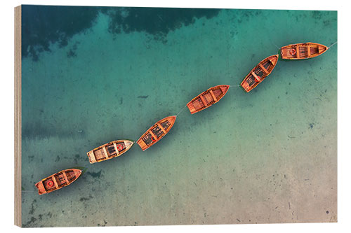 Quadro de madeira Boats of Braies
