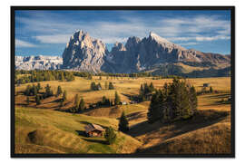 Gerahmter Kunstdruck Seiser Alm am Nachmittag