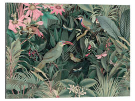 Tableau en aluminium Tropical Midnight Jungle Birds