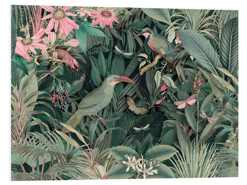 PVC print Tropical Midnight Jungle Birds