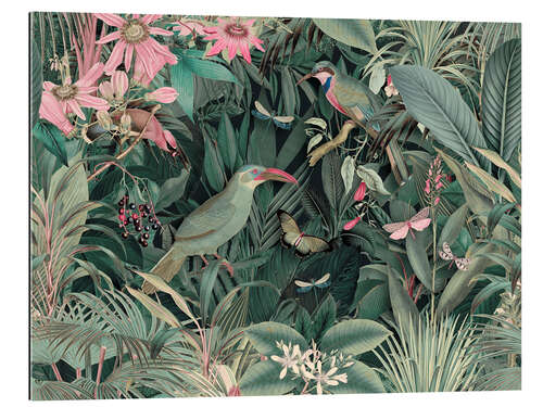 Tableau en plexi-alu Tropical Midnight Jungle Birds