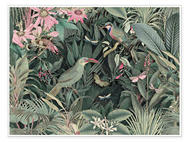 Poster Tropical Midnight Jungle Birds