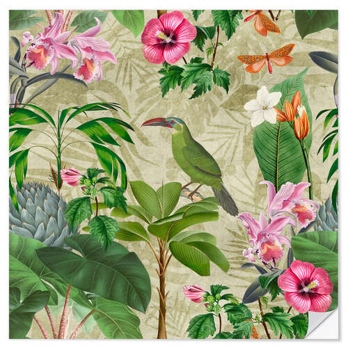 Vinilo para la pared Toucans in tropical paradise