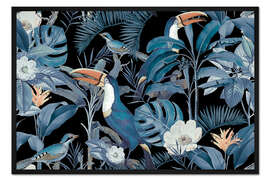 Gerahmter Kunstdruck Tropische Mitternachts-Dschungel-Tukane
