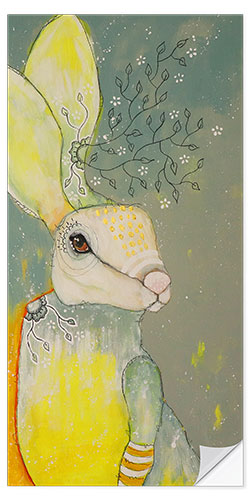 Selvklebende plakat Poetic rabbit