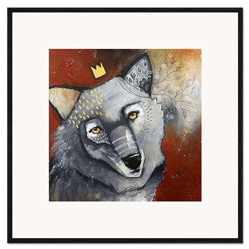 Ingelijste kunstdruk Kind wolf