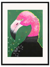 Plakat artystyczny premium w ramie Reflections of a flamingo