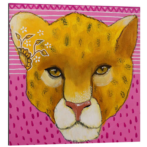 Aluminium print Leopard on pink