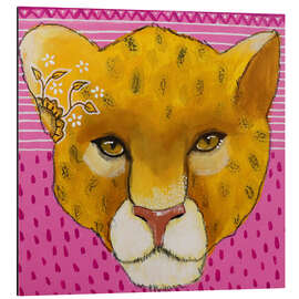 Tableau en aluminium Leopard on pink