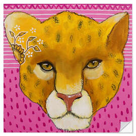 Wall sticker Leopard on pink