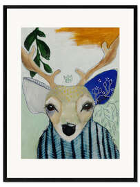 Ingelijste kunstdruk The nature and the deer