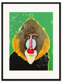 Gerahmter Kunstdruck Farbenprächtiger Mandrill