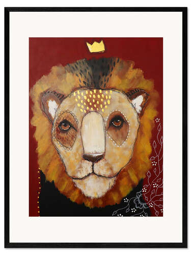 Framed art print Warm caress of a lion