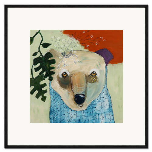 Framed art print Bear with plants