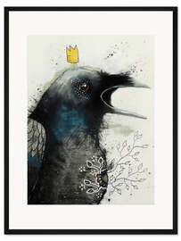 Gerahmter Kunstdruck Rabe mit Krone