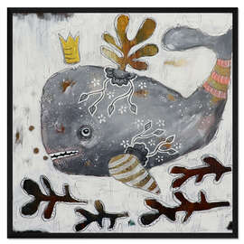 Gerahmter Kunstdruck Grauer Wal, Ebbe und Flut