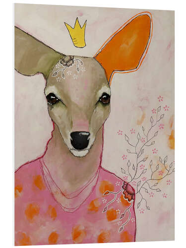 Foam board print Deer in a pink sweater