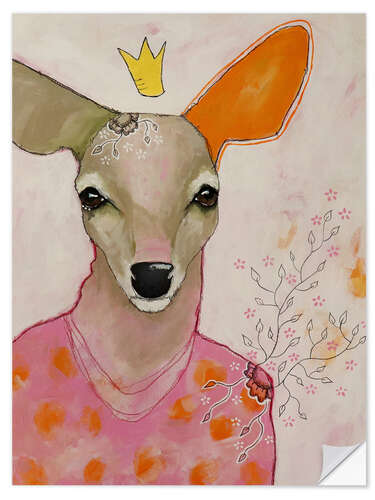 Wall sticker Deer in a pink sweater