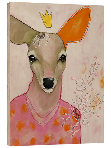 Tableau en bois Deer in a pink sweater