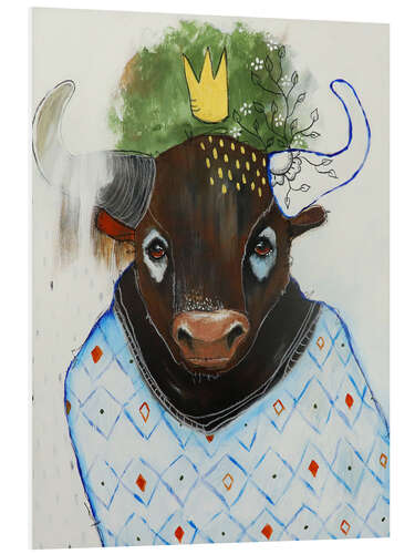 Foam board print Pretty bull with a blue sweater