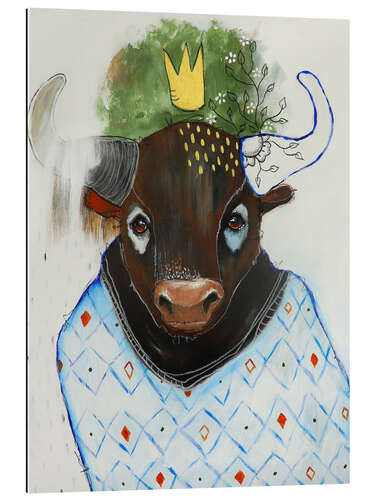 Gallery print Pretty bull with a blue sweater