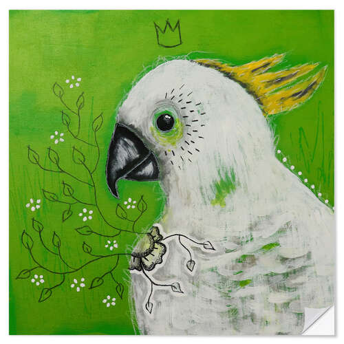 Naklejka na ścianę Cockatoo on green