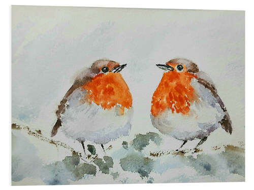 Quadro em PVC Two fluffy Robins