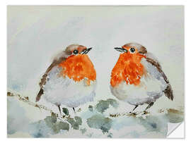 Wall sticker Two fluffy Robins