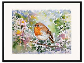 Gerahmter Kunstdruck Das süße Rotkehlchen