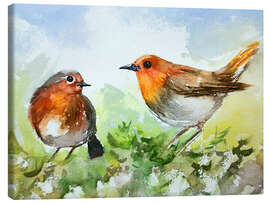 Stampa su tela Two Robins