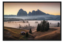 Gerahmter Kunstdruck Seiser Alm vor Sonnenaufgang II