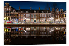 Foam board print Amsterdam canals by night